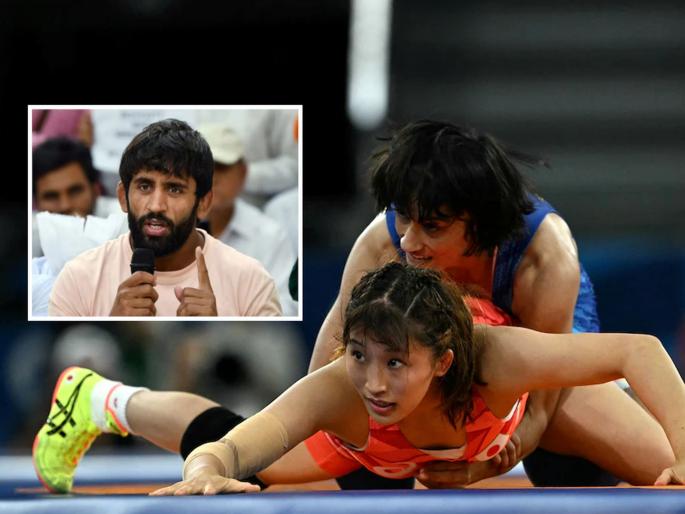 Paris Olympics 2024: As soon as Vinesh Phogat reached the semi-finals, Bajrang Punia was shocked, saying, "This girl in our country..." | विनेशने उपांत्य फेरी गाठताच बजरंग पूनियाचा घणाघात, म्हणाला, ‘’या मुलीला आपल्यात देशात…’’ Paris Olympics 2024: As soon as Vinesh Phogat reached the semi-finals, Bajrang Punia was shocked, saying, "This girl in our country..." | विनेशने उपांत्य फेरी गाठताच बजरंग पूनियाचा घणाघात, म्हणाला, ‘’या मुलीला आपल्यात देशात…’’
