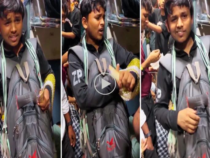 Viral Video Of Young Vendor boy In Train Selling In Unique Way With Shayari Video Goes Viral On Social Media | VIRAL :'सोनार बनवणार नाही, चोर चोरणार नाही'! ट्रेनमध्ये विक्रेत्याचा शायराना अंदाज; तरुणाची स्टाईल पाहून पब्लिक झाली फॅन!