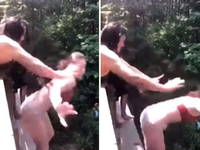 Video : A girl 16 year old pushed bridge in Washington | Video: मस्करीची कुस्करी, मागून धक्का दिल्याने तरुणी ६० फूट खाली जाऊन पडली! Video : A girl 16 year old pushed bridge in Washington | Video: मस्करीची कुस्करी, मागून धक्का दिल्याने तरुणी ६० फूट खाली जाऊन पडली!