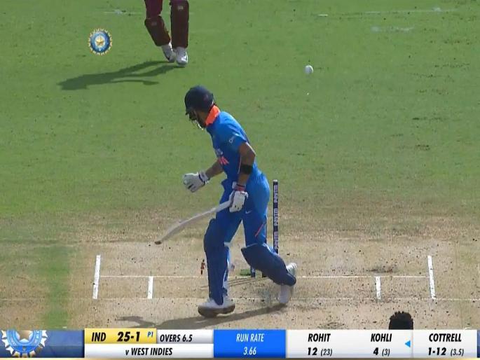 India Vs West Indies, 1st ODI: Sheldon Cottrell register unique records to bowled out Virat kohli | India Vs West Indies, 1st ODI: विराट कोहलीची 'दांडी' उडवून विंडीज गोलंदाजानं घडवला इतिहास