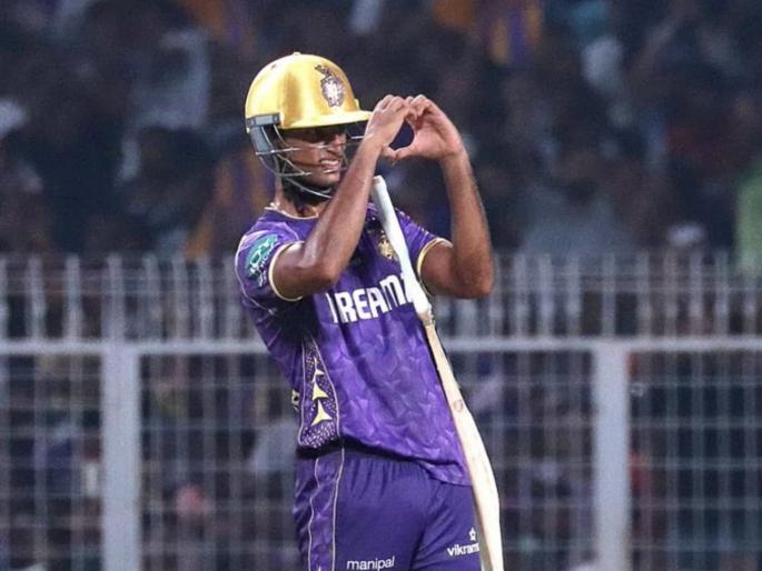IPL 2025 KKR vs SRH 15th Match Kolkata Knight Riders 20 Year Old Batter Angkrish Raghuvanshi Does Perfect Heart Shaped Celebration After Fifty Against Sunrisers Hyderabad | KKR vs SRH : "दिल से रे..." शाहरुखच्या संघातील २० वर्षीय सुपरस्टारच्या फिफ्टीसह सेलिब्रेशनची चर्चा