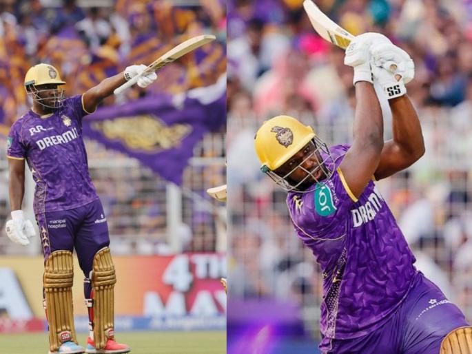 IPL 2025 KKR vs RR Andre Russell Destroys RR With Vintage Fifty Reaches Elite KKR Landmark In IPL | KKR vs RR : मसल पॉवर रसेलनं दाखवली ताकद; फिफ्टीसह मारली गंभीरच्या खास क्बमध्ये एन्ट्री