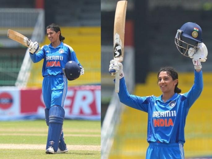Sri Lanka Womens Tri Nation Series 2025 India Women vs Sri Lanka Women Final Smriti Mandhana Scripts Records With 11th W ODI Hundred | चौकारांच्या हॅटट्रिकसह स्मृती मानधनाने साजरी केली विक्रमी सेंच्युरी!