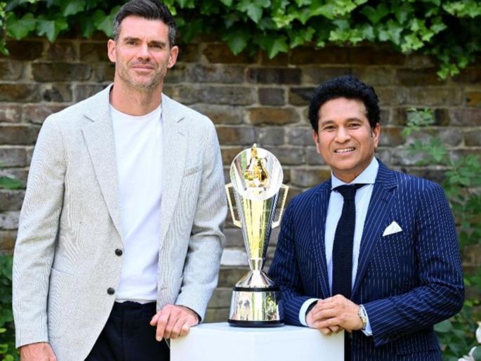 New trophy to honour James Anderson and Sachin Tendulkar in England India Test Series See Pics | Anderson-Tendulkar Trophy : दोन दिग्गजांच्या खास फ्रेमसह दिसली नव्या ट्रॉफीची पहिली झलक (See Pics)