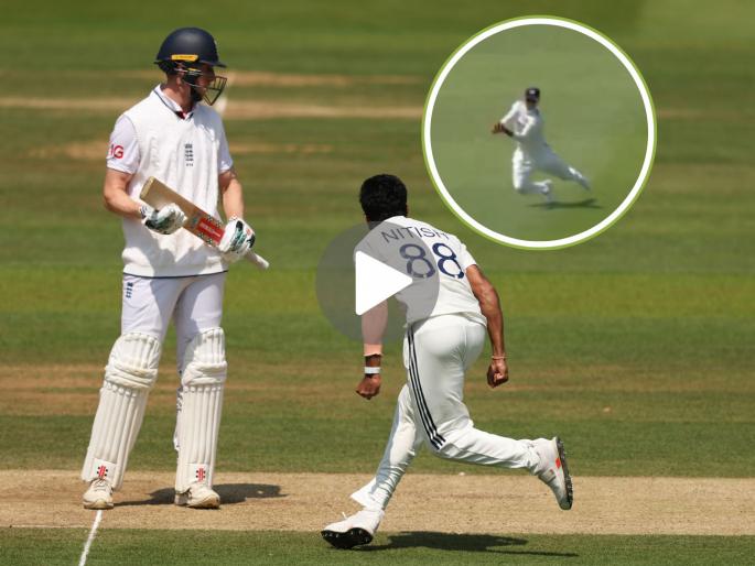 Nitish Kumar Reddy Gives Fiery Send Off To Zak Crawley After Yashasvi Jaiswal's Screamer At Lord's Watch Video | IND vs ENG : 'गलीतली साडेसाती' संपली; जैस्वालचा 'यशस्वी' झेल! दुसऱ्यांदा रेड्डीच्या जाळ्यात फसला क्रॉउली (VIDEO)