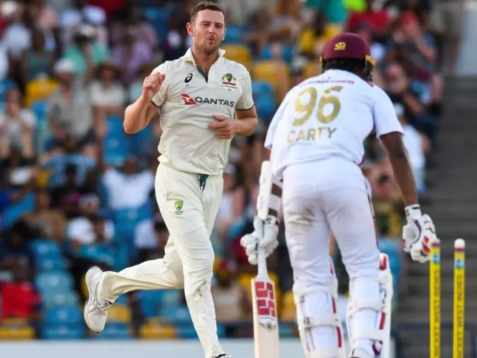 WI vs AUS 1st Test Josh Hazlewood Wreaked Havoc West Indies Lost 10 Wickets In One Session | WI vs AUS 1st Test :जोश हेजलवूडचा 'पंजा'; एका सत्रात १० विकेट्स! तिसऱ्या दिवशीच यजमानांचा खेळ खल्लास!