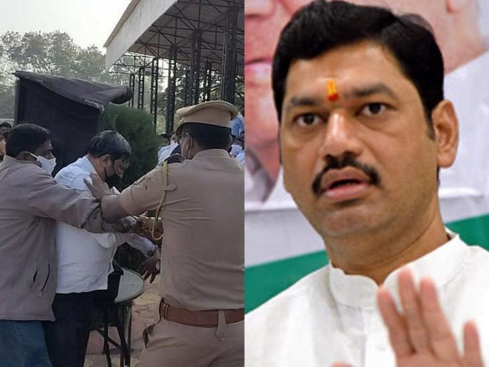 Attempt of suicide in front of Guardian Minister Dhananjay Munde in Beed | ...अन् थोडक्यात अनर्थ टळला; बीडमध्ये पालकमंत्री धनंजय मुंडेंसमोरच आत्मदहनाचा प्रयत्न