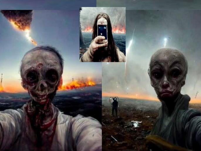 'AI' made predictions; How will the 'last selfie' on earth be? Horrifying photos went viral | ‘एआय’ने केली भविष्यवाणी; कसा असेल पृथ्वीवरील ‘लास्ट सेल्फी’? भयावह फोटो झाले व्हायरल 'AI' made predictions; How will the 'last selfie' on earth be? Horrifying photos went viral | ‘एआय’ने केली भविष्यवाणी; कसा असेल पृथ्वीवरील ‘लास्ट सेल्फी’? भयावह फोटो झाले व्हायरल