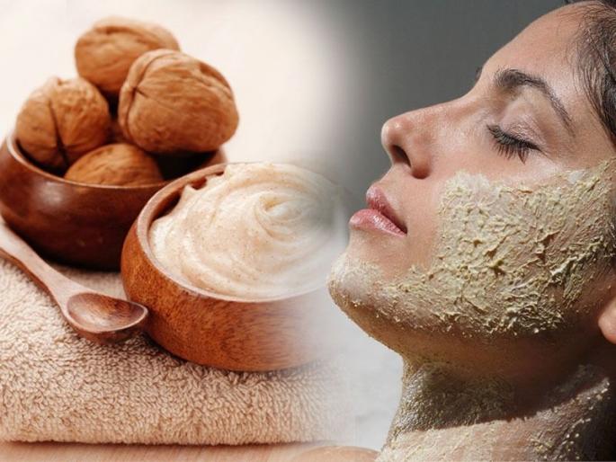 Eat walnuts, apply on face and see glow!get Cheaper than an expensive scrub at home | अक्रोड खा, चेहेर्‍याला लावा आणि बघा ग्लो! महागड्या स्क्रबपेक्षा स्वस्तच घरच्याघरी वॉलनट स्क्रब