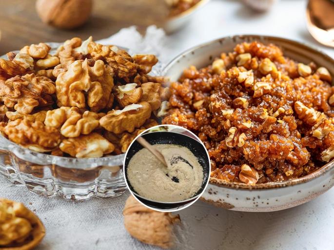 Walnut Halwa Akhrot Ka Halwa Walnut Halwa Recipe Akrodcha Halwa Recipe How To Make Walnut Halwa At Home | मोदकांसोबतच बाप्पाच्या नैवेद्याला करा अक्रोडचा हलवा ! जिभेवर रेंगाळणारी अप्रतिम चव, करताच होईल पटकन फस्त...