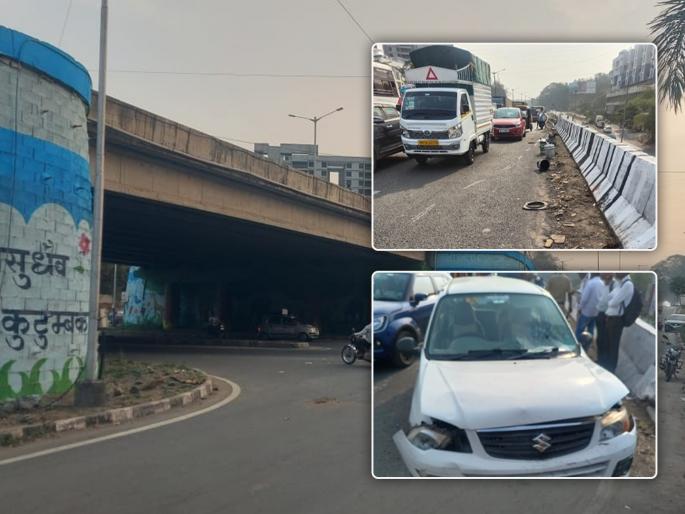 Workers painting road divider in Pune run over by speeding car; Two were killed on the spot | पुण्यात रस्त्याच्या दुभाजकाला रंगरंगाेटी करणाऱ्यांना भरधाव कारने उडवले; दाेघे जागीच ठार Workers painting road divider in Pune run over by speeding car; Two were killed on the spot | पुण्यात रस्त्याच्या दुभाजकाला रंगरंगाेटी करणाऱ्यांना भरधाव कारने उडवले; दाेघे जागीच ठार
