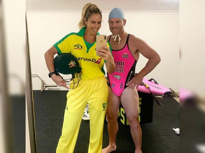 Video : David Warner, Wife Candice "Switch" Roles In Hilarious TikTok Video svg  | डेव्हिड वॉर्नरची 'बनवाबनवी'; पत्नीचा स्वीम सूट घालून TikTok Video 