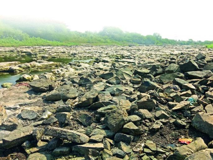 Due to the absence of rain, drying of rivers, drought will start | पावसाअभावी नद्यांचे पात्र कोरडे, दुष्काळाच्या झळा बसायला सुरुवात Due to the absence of rain, drying of rivers, drought will start | पावसाअभावी नद्यांचे पात्र कोरडे, दुष्काळाच्या झळा बसायला सुरुवात