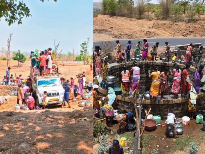 Palghar: Women flock to fill pots of water in Jawhar taluka, severe water shortage | पालघर: जव्हार तालुक्यात हंडाभर पाणी भरण्यासाठी महिलांची झुंबड, विहिरीवर भांडणे Palghar: Women flock to fill pots of water in Jawhar taluka, severe water shortage | पालघर: जव्हार तालुक्यात हंडाभर पाणी भरण्यासाठी महिलांची झुंबड, विहिरीवर भांडणे