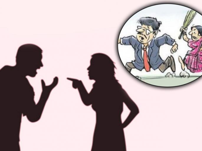 husband did not bring gold nath on karvachauth beaten by wife | सावधान... नवरा गिफ्ट आणायला विसरला, बायकोने पळवून पळवून 'धुतला'! husband did not bring gold nath on karvachauth beaten by wife | सावधान... नवरा गिफ्ट आणायला विसरला, बायकोने पळवून पळवून 'धुतला'!
