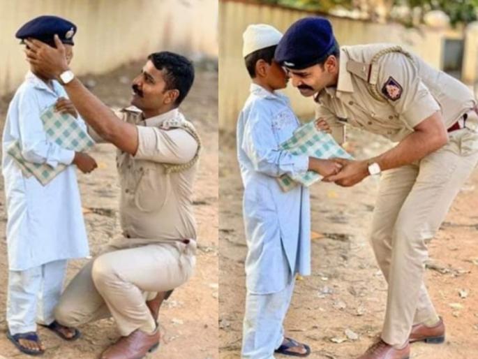 Amid nationwide lockdown social media become fan of this police official mahantesh myb | कडक सॅल्यूट! या लहानग्यासोबत पोलिसाने जे केलं, ते पाहून तुम्हीही कराल सलाम.... Amid nationwide lockdown social media become fan of this police official mahantesh myb | कडक सॅल्यूट! या लहानग्यासोबत पोलिसाने जे केलं, ते पाहून तुम्हीही कराल सलाम....