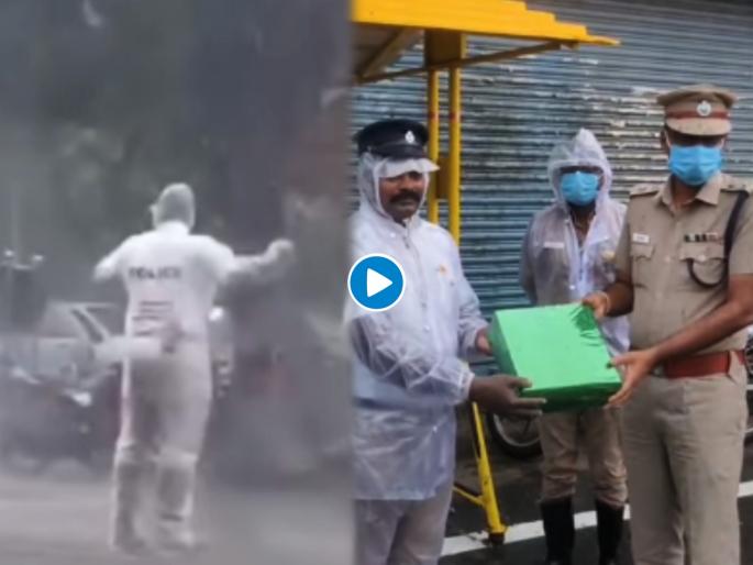 Tamilnadu constable video viral while controlling traffic in heavy rain people praised | कडक सॅल्यूट! मुसळधार पावसात उभं राहत कर्तव्य करणाऱ्या पोलिसाचा फोटो व्हायरल; नेटिझन्सनी केलं कौतुक Tamilnadu constable video viral while controlling traffic in heavy rain people praised | कडक सॅल्यूट! मुसळधार पावसात उभं राहत कर्तव्य करणाऱ्या पोलिसाचा फोटो व्हायरल; नेटिझन्सनी केलं कौतुक