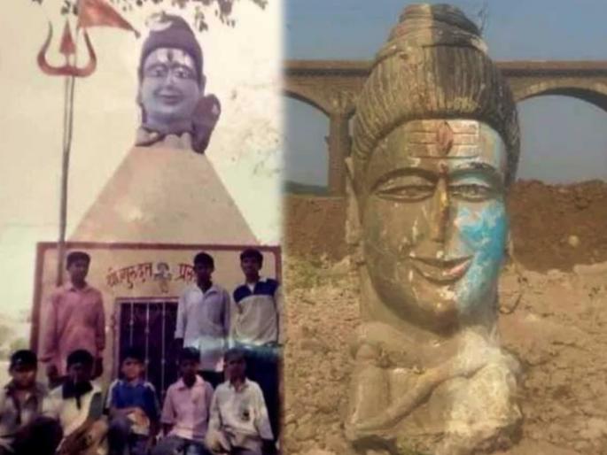 Idol of Lord Shiva found in the river Bhima of Daund was finally | दौंडच्या भीमा नदीत आढळलेल्या शंकराच्या १ टन वजनाच्या मुर्तीचा अखेर उलगडा  Idol of Lord Shiva found in the river Bhima of Daund was finally | दौंडच्या भीमा नदीत आढळलेल्या शंकराच्या १ टन वजनाच्या मुर्तीचा अखेर उलगडा
