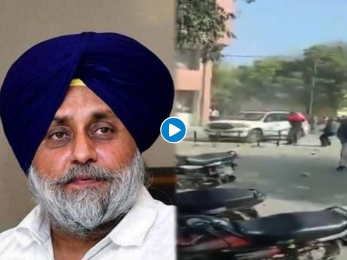 Shiromani Akali Dal president Sukhbir Singh Badal's vehicle attacked in Jalalabad | काँग्रेस-अकाली दलाचे कार्यकर्ते भिडले, सुखबीर बादल यांच्यावर प्राणघातक हल्ला Shiromani Akali Dal president Sukhbir Singh Badal's vehicle attacked in Jalalabad | काँग्रेस-अकाली दलाचे कार्यकर्ते भिडले, सुखबीर बादल यांच्यावर प्राणघातक हल्ला