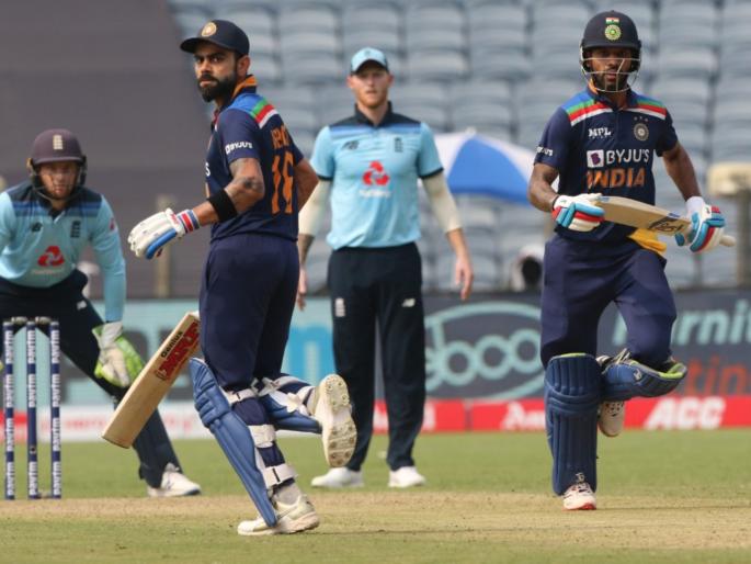 IND vs ENG, 1st ODI: Shikhar Dhawan's 98, KL Rahul 62* and Krunal Pandya 58* helped India to post 317 for 5 | IND vs ENG, 1st ODI : शिखर धवनचं शतक हुकलं, पण कृणाल पांड्या- लोकेश राहुल यांनी इंग्रजांना धु धु धुतलं