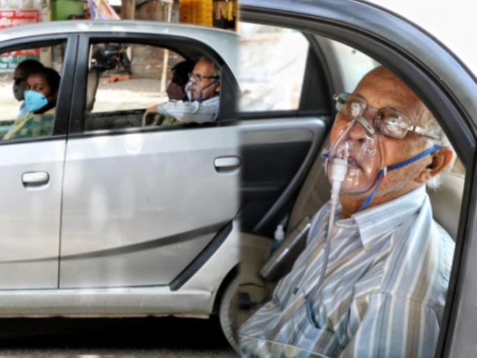 Carrying oxygen cylinder around 70 year old covid patient fails to find hospital bed lucknow uttar pradesh | ऑक्सिजन सिलेंडरसह कोरोनाग्रस्त वडीलांना घेऊन फिरत राहिला मुलगा, शेवटी बेड मिळालाच नाही मग... Carrying oxygen cylinder around 70 year old covid patient fails to find hospital bed lucknow uttar pradesh | ऑक्सिजन सिलेंडरसह कोरोनाग्रस्त वडीलांना घेऊन फिरत राहिला मुलगा, शेवटी बेड मिळालाच नाही मग...