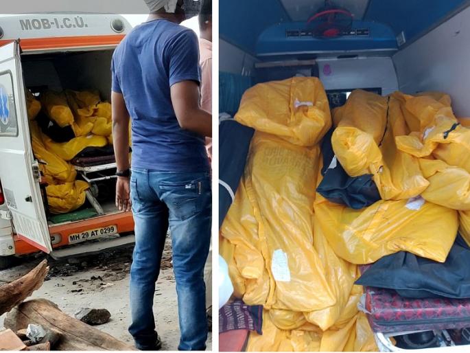 corona virus: annoying! Twenty-two dead bodies of Corona patients were literally cremated in a single ambulance for the funeral | corona virus : अवहेलना ! अंत्यसंस्कारासाठी एकाच रुग्णवाहिकेत कोरोना रुग्णांचे २२ मृतदेह अक्षरशः कोंबले 