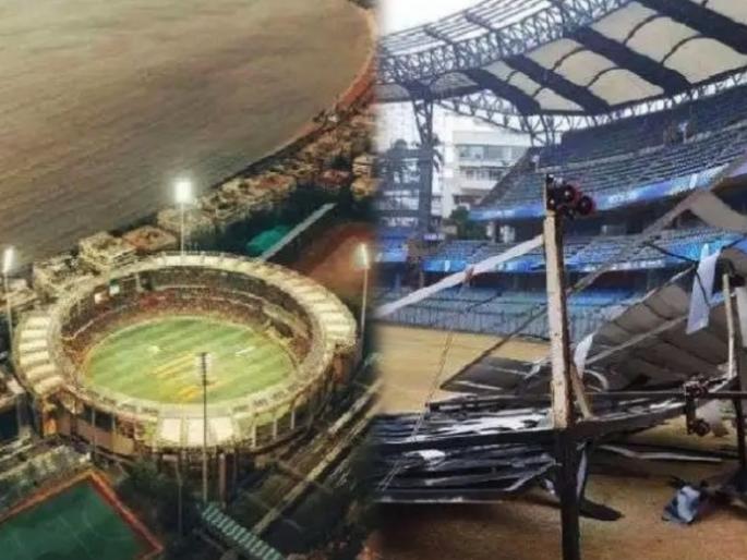 Cyclone Tauktae: How Cyclone Tauktae Smashed The Sightscreens at Wankhede Stadium, VIRAL PIC | Cyclone Tauktae: तौक्ते चक्रीवादळाचा वानखेडे स्टेडियमला तडाखा, अहमदाबादच्या नरेंद्र मोदी स्टेडियमला खतरा, पाहा PIC