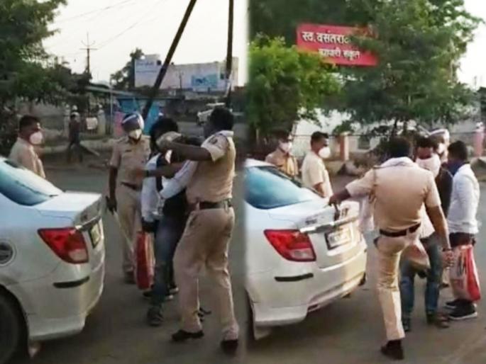 The young man was abuse and slapped; Video of police kicking to man goes viral | तरुणाला शिवीगाळ करत लगावली कानशिलात; लाथ उगारणाऱ्या पोलिसाचा व्हिडीओ व्हायरल The young man was abuse and slapped; Video of police kicking to man goes viral | तरुणाला शिवीगाळ करत लगावली कानशिलात; लाथ उगारणाऱ्या पोलिसाचा व्हिडीओ व्हायरल