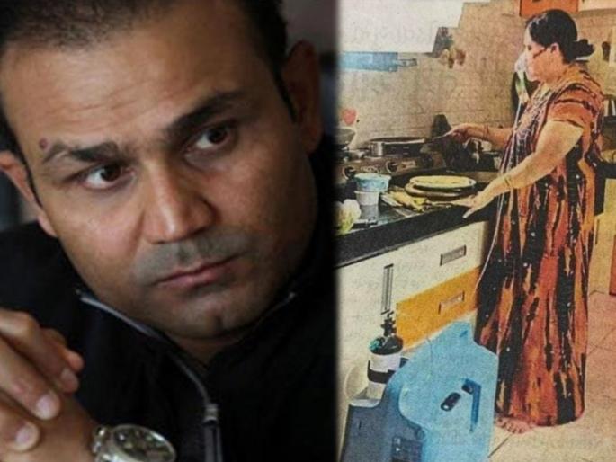 Maa Maa hoti hai!; Virender Sehwag Emotional seeing a mother making a meal for children with an oxygen mask over her mouth | माँ माँ होती है!; ऑक्सिजन मास्क तोंडाला लावून लेकरांसाठी जेवण बनवणाऱ्या आईला पाहून वीरू Emotional
