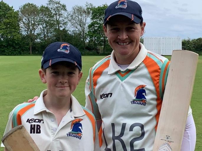 Arran Brindle adding an unbeaten 143-run opening partnership with her 12-year-old son Harry Brindle in a men’s club match | पुरुषांच्या क्रिकेट सामन्यात माय-लेकाची १४३ धावांची भागीदारी; संघाला मिळवून दिला दणदणीत विजय