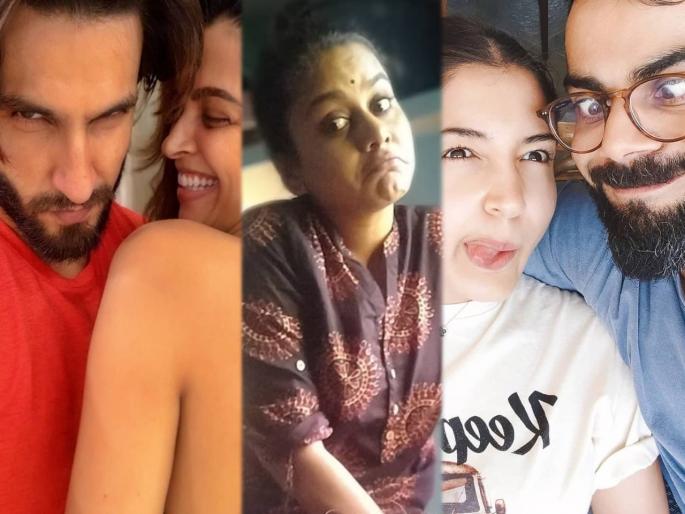 Hemangi Kavi hits with Funny Comment of her quarantine selfie, says Virushka, deepveer are busy in romance but here this is wat I am doing | तिथं दीपवीर,विरुष्का रोमँटीक सेल्फी काढतायेत, हेमांगी कवी पतीसोबतचा फोटो शेअर करत म्हणाली......