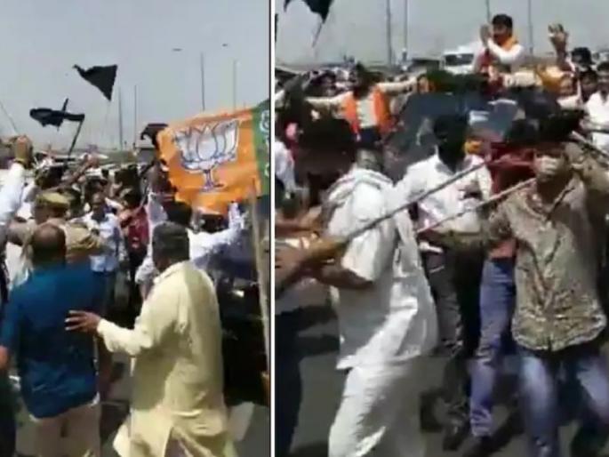 BJP workers and farmers clash on Ghazipur border; Stone throwing, vehicle wreckage | गाझीपूर बॉर्डरवर भाजपा कार्यकर्ते आणि शेतकरी आंदोलक आमनेसामने; दगडफेक, गाड्यांची मोडतोड  BJP workers and farmers clash on Ghazipur border; Stone throwing, vehicle wreckage | गाझीपूर बॉर्डरवर भाजपा कार्यकर्ते आणि शेतकरी आंदोलक आमनेसामने; दगडफेक, गाड्यांची मोडतोड