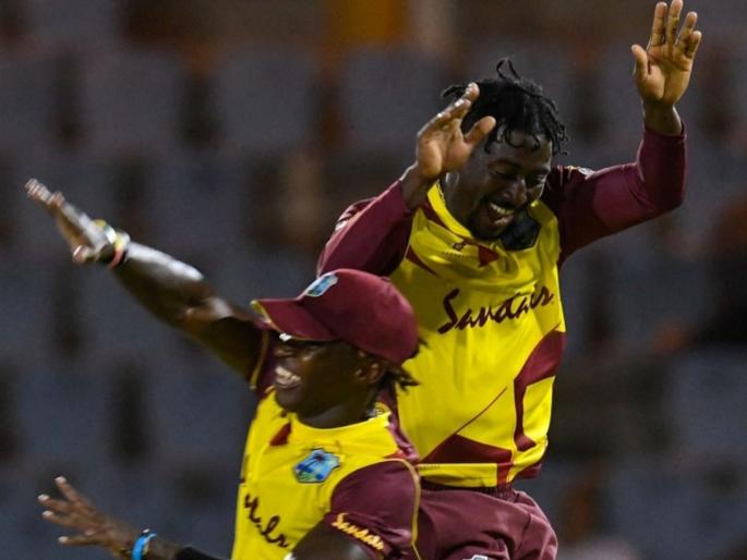 West Indies vs  Australia 1st T20I : Australia lose 6 for 19 as Obed McCoy, Walsh give West Indies 1-0 lead | WI vs AUS : ऑस्ट्रेलियाचे ६ फलंदाज १९ धावांत माघारी; वेस्ट इंडिजने मारली बाजी, १० वर्षांत आंद्रे रसेलचे पहिले अर्धशतक!