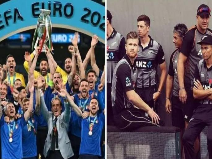 New Zealand cricketers Scott Styris & Jimmy Neesham question over euro 2020 final result between England & Italy  | Euro 2020 : इंग्लंडला विजेता म्हणून घोषित करायला हवा होता; न्यूझीलंडच्या क्रिकेटपटूंनी शाल जोडीनं हाणलं... 