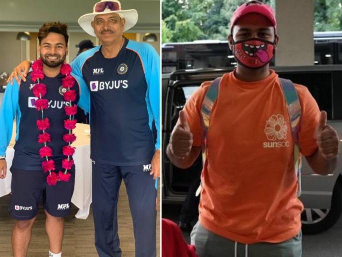 India vs England : Indian wicketkeepar Rishabh Pant back into sqaud, coach Ravi Shastri arrange grand welcome for him, See pic  | IND vs ENG : आनंद गगनात मावेना; रिषभ पंतचा कोरोनावर यशस्वी वार, रवी शास्त्रींनी त्याच्यासाठी आणला हार, Photo