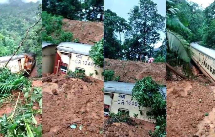 VIDEO: Landslides on Train in Goa, train derailed between Dudhsagar and Sonalim | VIDEO: गोव्यामध्ये रेल्वेवर दरड कोसळून दुर्घटना, मातीच्या ढिगाऱ्याखाली अडकली संपूर्ण ट्रेन VIDEO: Landslides on Train in Goa, train derailed between Dudhsagar and Sonalim | VIDEO: गोव्यामध्ये रेल्वेवर दरड कोसळून दुर्घटना, मातीच्या ढिगाऱ्याखाली अडकली संपूर्ण ट्रेन