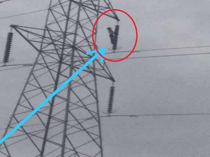 Sholaystyle rada by son-in-law on the high-tension electric pole; 'Shock' to administration with relatives | जावयाचा हायटेन्शन विद्युत खांबावर शोलेस्टाईल राडा; नातेवाईकांसह प्रशासनाला 'शॉक'