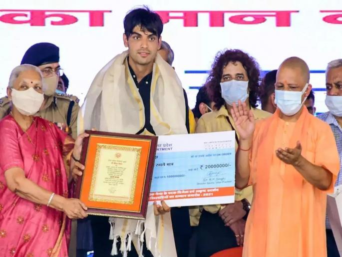 Yogi govt presents Rs 42 crore monetary award to Tokyo Olympians | उत्तर प्रदेश सरकारनं टोक्यो ऑलिम्पिक पदक विजेत्यांसह राज्यातील खेळाडूंसाठी उघडली तिजोरी, भव्य सत्कार समारंभ! Yogi govt presents Rs 42 crore monetary award to Tokyo Olympians | उत्तर प्रदेश सरकारनं टोक्यो ऑलिम्पिक पदक विजेत्यांसह राज्यातील खेळाडूंसाठी उघडली तिजोरी, भव्य सत्कार समारंभ!