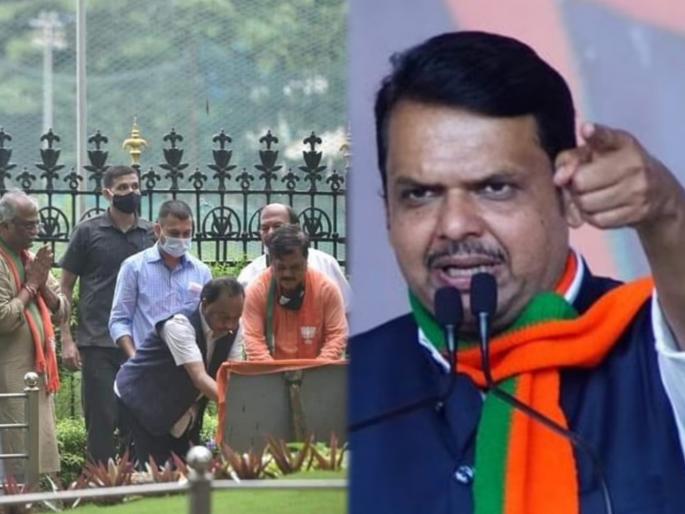 bjp devendra fadnavis slams shiv sena over balasaheb thackeray smriti sthal shuddhikaran | “शिवसैनिकांची कृती म्हणजे एक प्रकारे बुरसटलेला तालिबानी विचार”; देवेंद्र फडणवीसांची टीका bjp devendra fadnavis slams shiv sena over balasaheb thackeray smriti sthal shuddhikaran | “शिवसैनिकांची कृती म्हणजे एक प्रकारे बुरसटलेला तालिबानी विचार”; देवेंद्र फडणवीसांची टीका