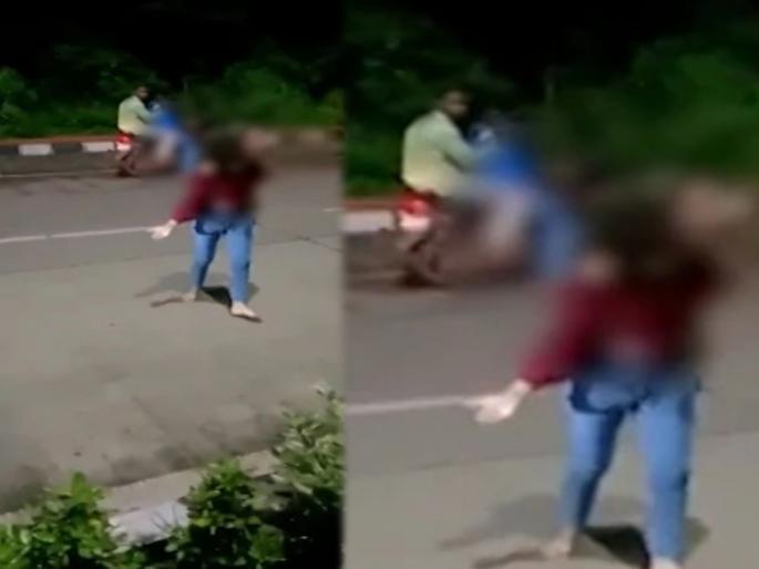 Video:drunken girl stopping vehicles on the streets, abusive language; The video went viral | Video : मद्यधुंद तरुणीने घातला गोंधळ, रस्त्यावर केली शिवीगाळ; व्हिडीओ व्हायरल Video:drunken girl stopping vehicles on the streets, abusive language; The video went viral | Video : मद्यधुंद तरुणीने घातला गोंधळ, रस्त्यावर केली शिवीगाळ; व्हिडीओ व्हायरल
