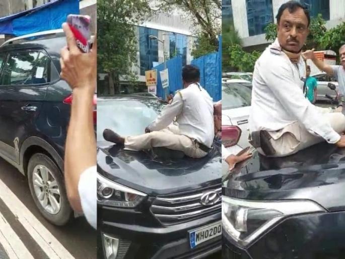 Video: Businessman arrested for allegedly snatching traffic police from bonnet | Video : वाहतूक पोलिसाला बोनेटवरुन फरफटत नेणाऱ्या व्यवसायिकाला अटक