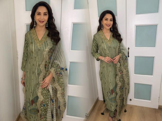 Madhuri Dixit's kalamkari kurta worth Rs 35,000; What is so special about traditional kalamkari? | माधुरी दीक्षितचा ३५ हजार रुपयांचा कलमकारी कुर्ता; कलमकारी पारंपरिक कलेची खास बात काय?