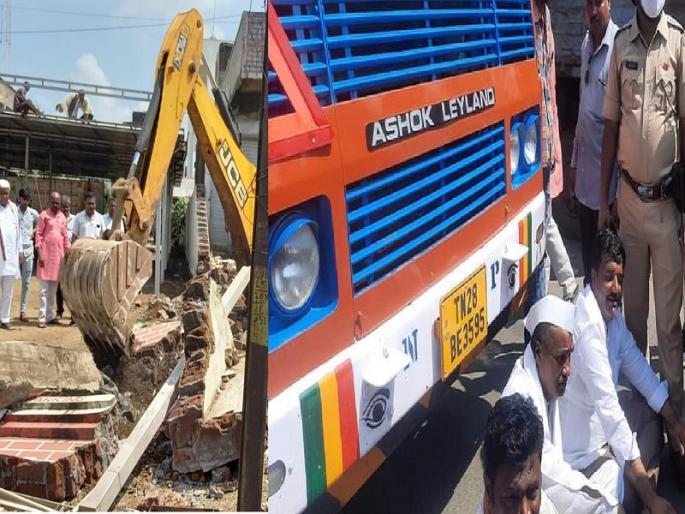 Some time stress from removing the encroachment in the sillod; BJP office bearers arrested for protesting | सिल्लोडमध्ये अतिक्रमण काढण्यावरून काही काळ तणाव; विरोध करणारे भाजप पदाधिकारी अटकेत