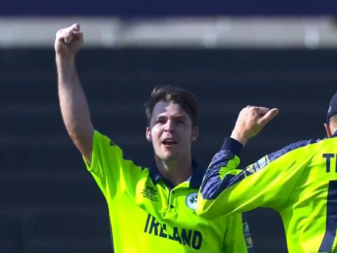 T20 World Cup, IREvNED : Curtis Campher picked up 4 wickets in 4 balls, become first bowler to achieve this feat in T20 World cup | T20 World Cup, IREvNED, Curtis Campher : आयर्लंडच्या कर्टीस कॅम्फेरनं इतिहास घडवला, वर्ल्ड कप स्पर्धेत असा विक्रम कुणालाच नाही जमला!