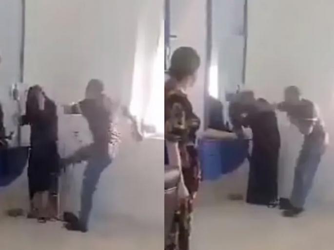 husband punches and kicks his wife for visiting beauty salon in muslim country | अरे देवा! बायको ब्युटी पार्लरमध्ये गेली म्हणून नवरा संतापला; सर्वांसमोर केली भयंकर शिक्षा husband punches and kicks his wife for visiting beauty salon in muslim country | अरे देवा! बायको ब्युटी पार्लरमध्ये गेली म्हणून नवरा संतापला; सर्वांसमोर केली भयंकर शिक्षा