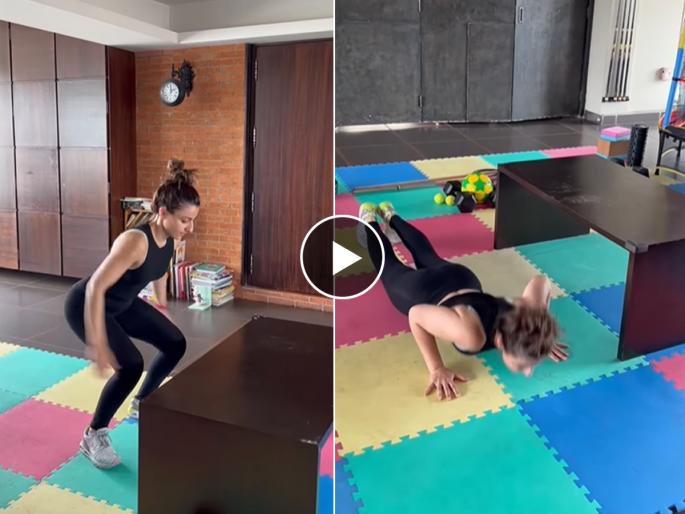 Soha Ali Khan's workout video, giving fitness motivation to fitness lovers, Must watch her intense workout video | एका हातावर शरीराचा भार पेलत सोहा अली खानचं जबरदस्त वर्कआऊट, पाहा फिटनेससाठी तिची प्रचंड मेहनत 