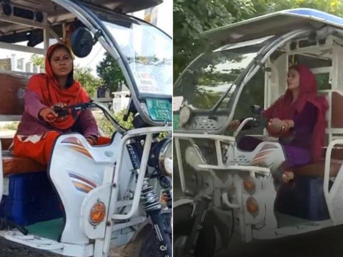 Seema Devi becomes Jammu’s first female e-rickshaw driver.. | सलाम! कुटुंबाचा गाडा हाकत 'ती' चालवते ई रिक्षा, एका खडतर प्रवासाची गोष्ट
