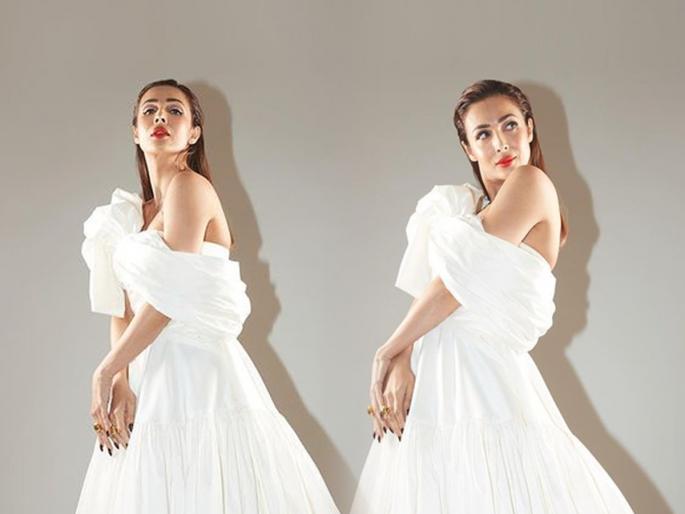 Actress Malaika Arora's glossy white gown worth Rs. 3 Lacs  | मलायका अरोराचा तब्बल ३ लाखांचा पांढराशुभ्र गाऊन.. बघा नेमकं काय सौंदर्य आहे त्यात