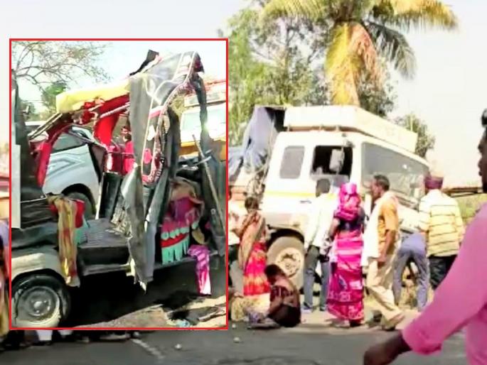 Fatal truck-autorickshaw accident on Mudkhed-Nanded road; 4 died on the spot, 5 seriously injured | मुदखेड-नांदेड रोडवर ट्रक-ऑटोरिक्षाचा भीषण अपघात; चौघांचा जागीच मृत्यू, ५ गंभीर जखमी Fatal truck-autorickshaw accident on Mudkhed-Nanded road; 4 died on the spot, 5 seriously injured | मुदखेड-नांदेड रोडवर ट्रक-ऑटोरिक्षाचा भीषण अपघात; चौघांचा जागीच मृत्यू, ५ गंभीर जखमी
