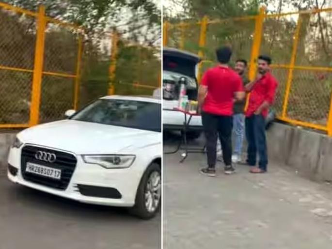 Audi Chaiwala man who sells tea from his luxury sedan video goes viral | ऑडी चायवाला! लक्झरी सेडानमधून चक्क चहा विकतो 'हा' तरुण; Video तुफान व्हायरल Audi Chaiwala man who sells tea from his luxury sedan video goes viral | ऑडी चायवाला! लक्झरी सेडानमधून चक्क चहा विकतो 'हा' तरुण; Video तुफान व्हायरल